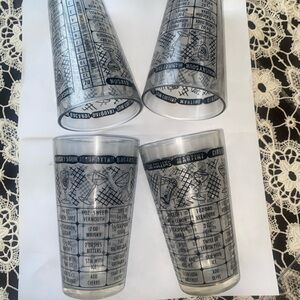 Set of 4 Vintage Glassware with Cocktail Recipes